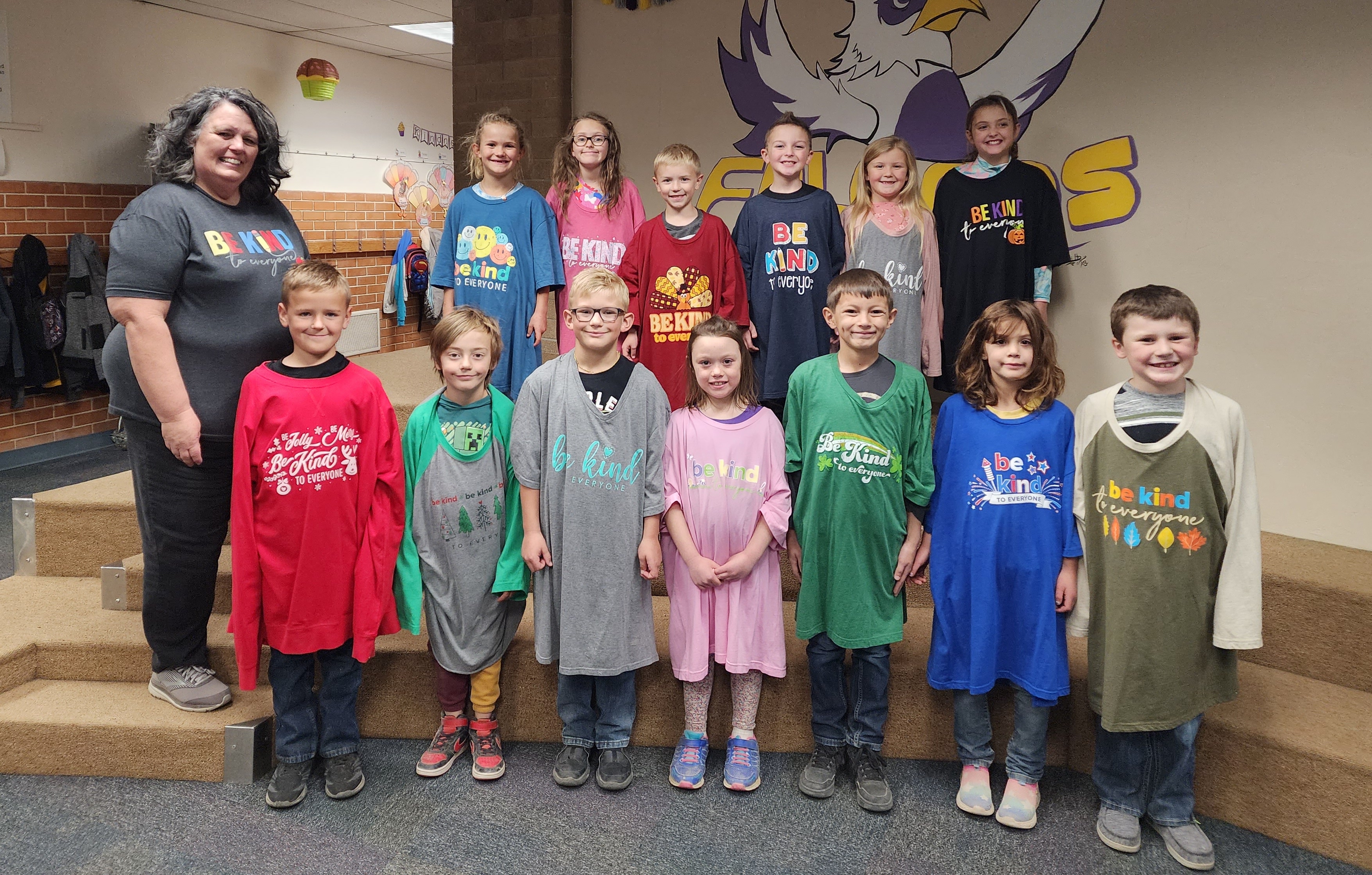 Today is World Kindness day. Ms. Davis has a kindness shirt for every occasion and every student in her class apparently! The students love her kindness shirts. They are a good reminder to be kind to all every day, not just on kindness day. Thank you for your example Ms. Davis!